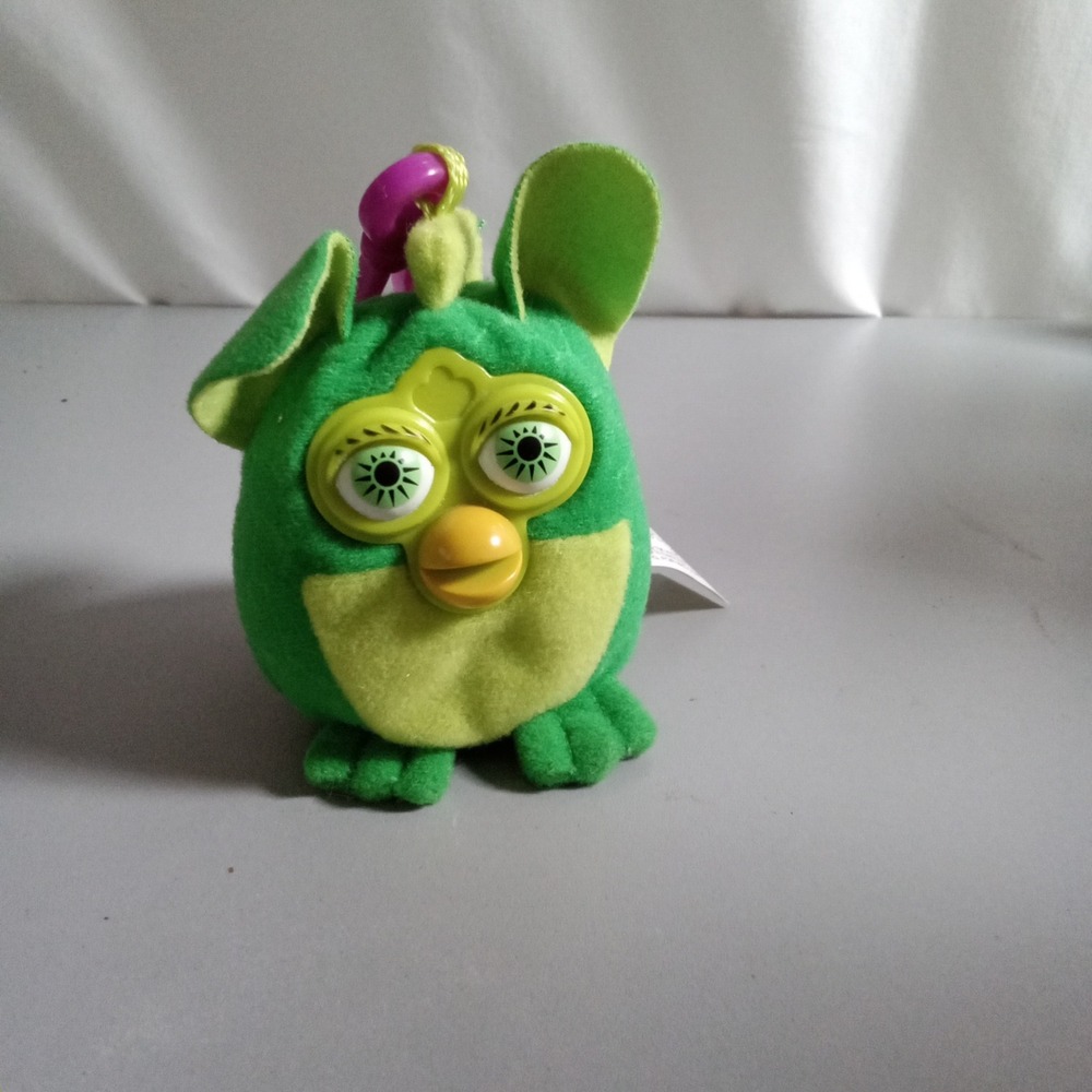 Vintage 2000 Furby Green Dragon Plush Clip On Keychain Tiger Electronics McD